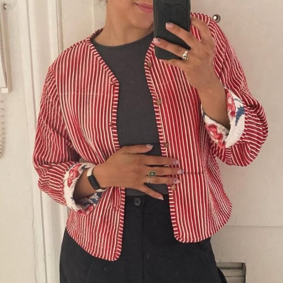 Reversible Block Print Quilted Jacket - Picture 3 of 5